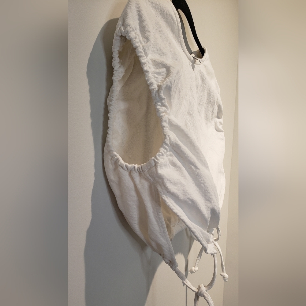 Zara White Cropped Drawstring Tee - Picture 5 of 5